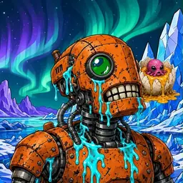Oozlings #7207, Rusty Robot · Aurora Ice