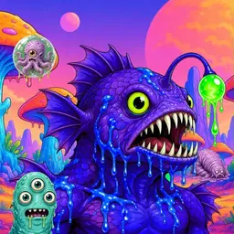Oozlings #7208, Mutated Anglerfish · Mushroom Desert