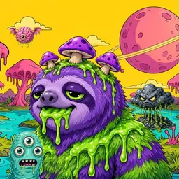 Oozlings #7213, Slime Sloth · Turquoise Swamp