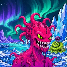 Oozlings #7232, Mutated Squid · Aurora Ice