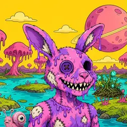 Oozlings #724, Zombie Bunny · Turquoise Swamp