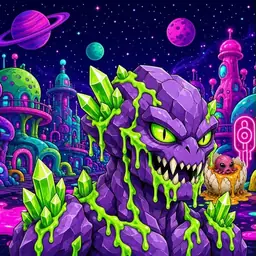 Oozlings #7241, Crystal Rock · Neon City
