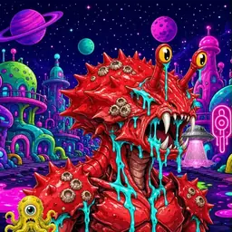 Oozlings #7244, Crab · Neon City