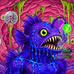 Oozlings #7246, Mutated Anglerfish · Flesh Cave