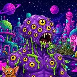 Oozlings #7247, Eyeball Cluster · Neon City
