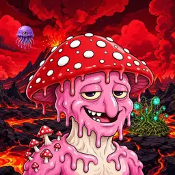 Oozlings #7249, Mushroom Head · Lava Fields
