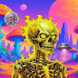 Oozlings #7252, Mutated Fire Skull · Mushroom Desert