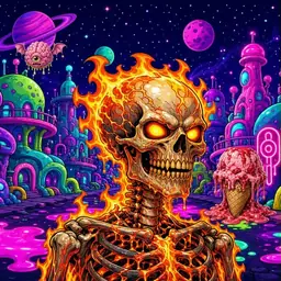 Oozlings #7254, Fire Skull · Neon City