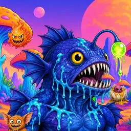 Oozlings #7262, Anglerfish · Mushroom Desert