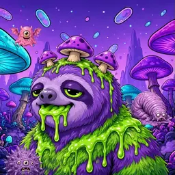 Oozlings #7267, Slime Sloth · Fungus Forest