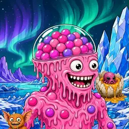Oozlings #7268, Gumball Brain · Aurora Ice
