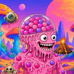 Oozlings #7271, Gumball Brain · Mushroom Desert