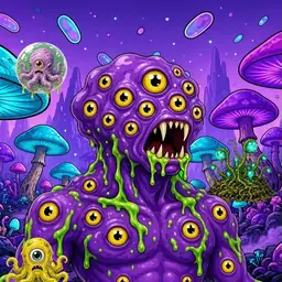 Oozlings #7277, Eyeball Cluster · Fungus Forest