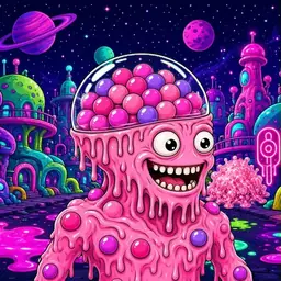 Oozlings #7281, Gumball Brain · Neon City