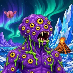 Oozlings #7286, Eyeball Cluster · Aurora Ice