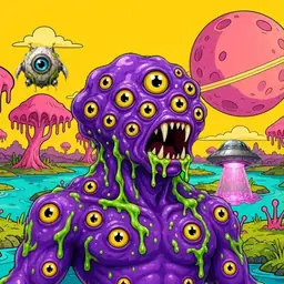 Oozlings #7290, Eyeball Cluster · Turquoise Swamp