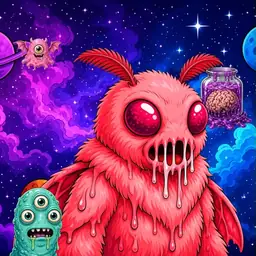 Oozlings #7295, Mutated Mutant Moth · Void Nebula