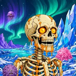 Oozlings #7298, Skull · Aurora Ice