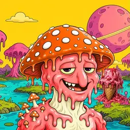 Oozlings #731, Mutated Mushroom Head · Turquoise Swamp
