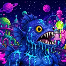 Oozlings #7312, Anglerfish · Neon City