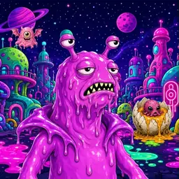 Oozlings #7318, Mutated Slug · Neon City