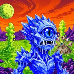 Oozlings #7327, Mutated Ice Cyclops · Acid Lake