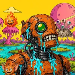 Oozlings #7328, Rusty Robot · Turquoise Swamp