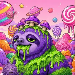 Oozlings #733, Slime Sloth · Candy Planet