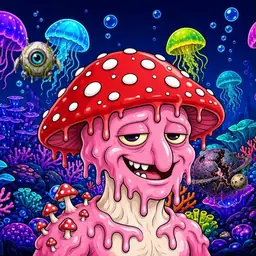 Oozlings #7337, Mushroom Head · Glow Reef