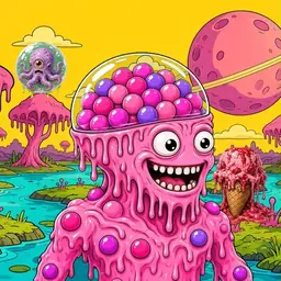 Oozlings #7344, Gumball Brain · Turquoise Swamp