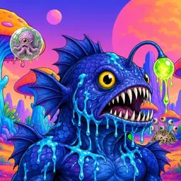 Oozlings #7361, Anglerfish · Mushroom Desert