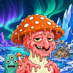 Oozlings #7393, Mutated Mushroom Head · Aurora Ice