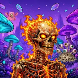 Oozlings #7409, Fire Skull · Fungus Forest