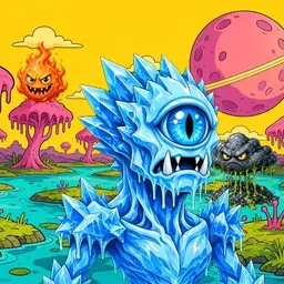 Oozlings #7411, Ice Cyclops · Turquoise Swamp