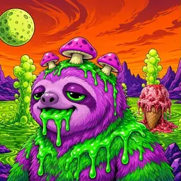 Oozlings #7413, Mutated Slime Sloth · Acid Lake