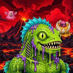 Oozlings #7416, Swamp Fish · Lava Fields
