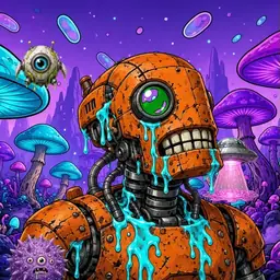 Oozlings #7417, Rusty Robot · Fungus Forest