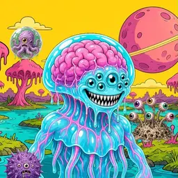 Oozlings #7423, Jellyfish Brain · Turquoise Swamp