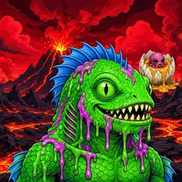Oozlings #7425, Mutated Swamp Fish · Lava Fields