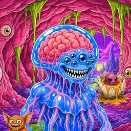 Oozlings #7437, Mutated Jellyfish Brain · Flesh Cave