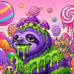 Oozlings #7441, Slime Sloth · Candy Planet