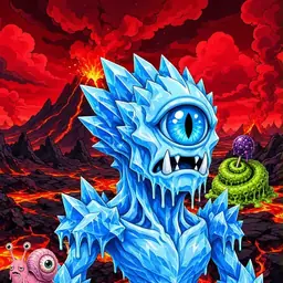 Oozlings #7443, Ice Cyclops · Lava Fields