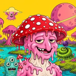 Oozlings #7445, Mushroom Head · Turquoise Swamp