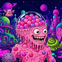 Oozlings #7446, Gumball Brain · Neon City