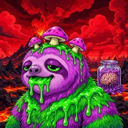 Oozlings #7450, Mutated Slime Sloth · Lava Fields