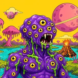 Oozlings #7452, Eyeball Cluster · Turquoise Swamp