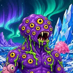 Oozlings #7461, Eyeball Cluster · Aurora Ice