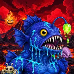 Oozlings #7464, Anglerfish · Lava Fields