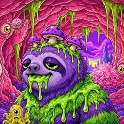 Oozlings #7467, Slime Sloth · Flesh Cave