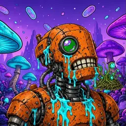 Oozlings #7468, Rusty Robot · Fungus Forest